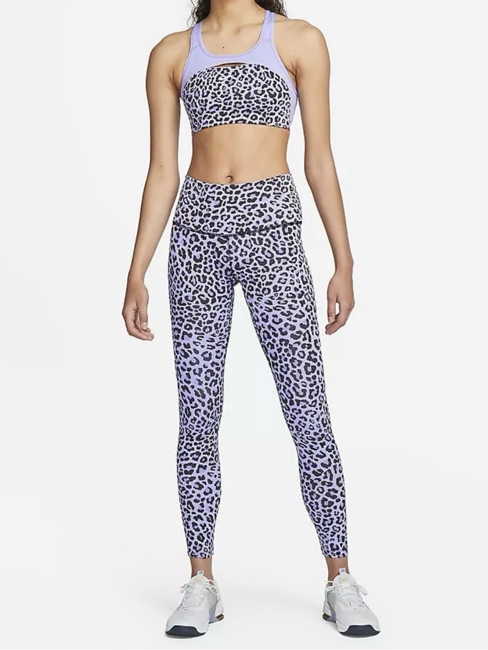 Nike Dri-Fit Swoosh Women’s Leopard Print Sports Bra DM0633-569 Thistle Size L - Picture 7 of 8